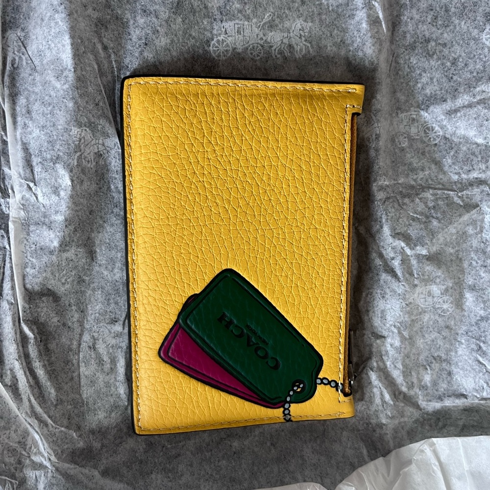 Coach Wallet Yellow Mens Slim Card Case